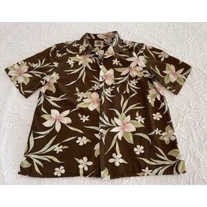 Vtg Pusser's West Indies Hawaiian Shirt Floral SS Silk Blend Men's Medium